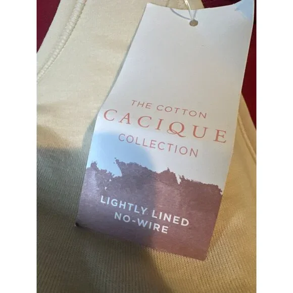 NEW Cacique 44C Tan Lightly Lined Wireless Cotton Bra Comfort Lounge Everyday - Picture 3 of 4